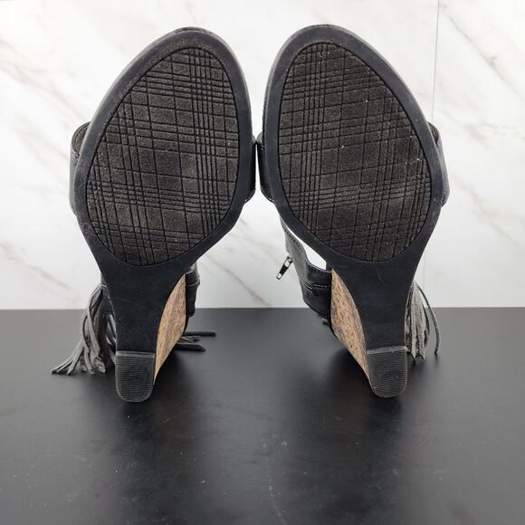*CLEARANCE Rampage Wollie Fringe Black Wedges - Picture 7 of 8